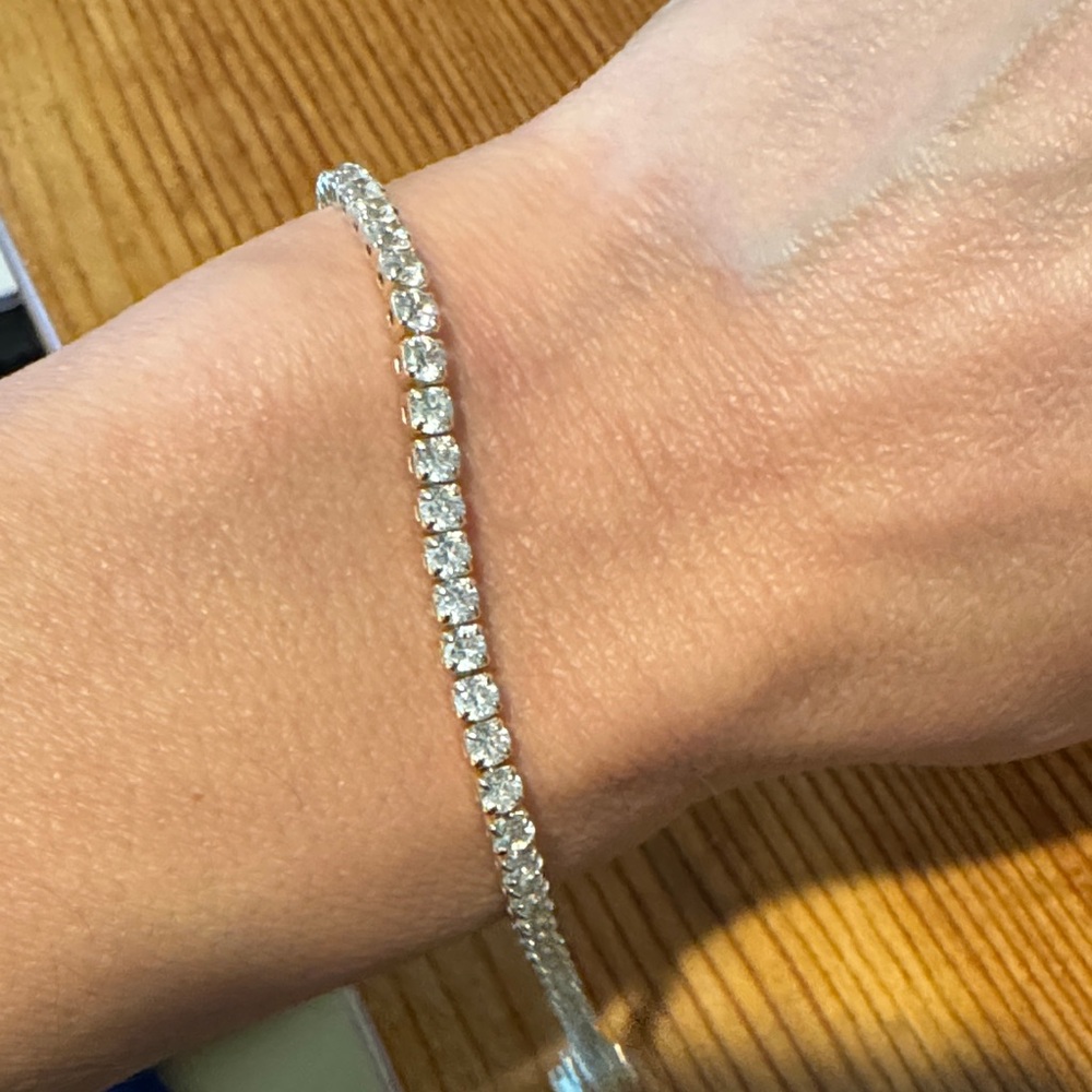 Elegant Gold-Toned faux diamond tennis Bracelet